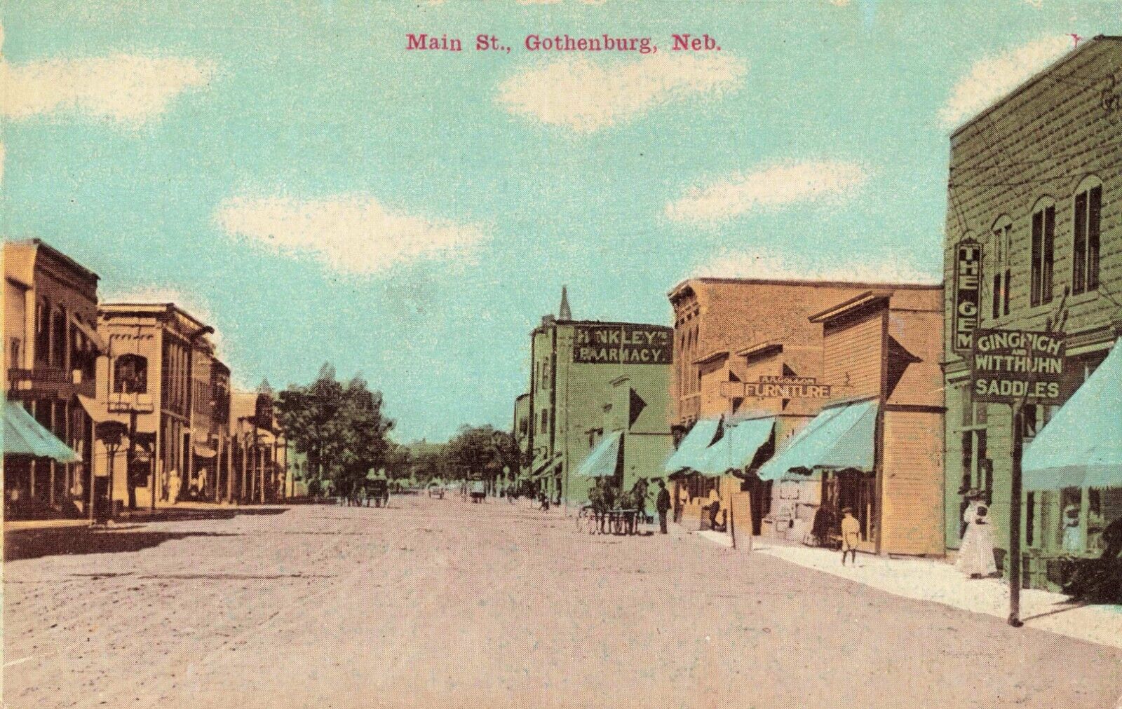 Main Street Gothenburg Nebraska NE The Gem Saloon? Furniture Store c1910 PC