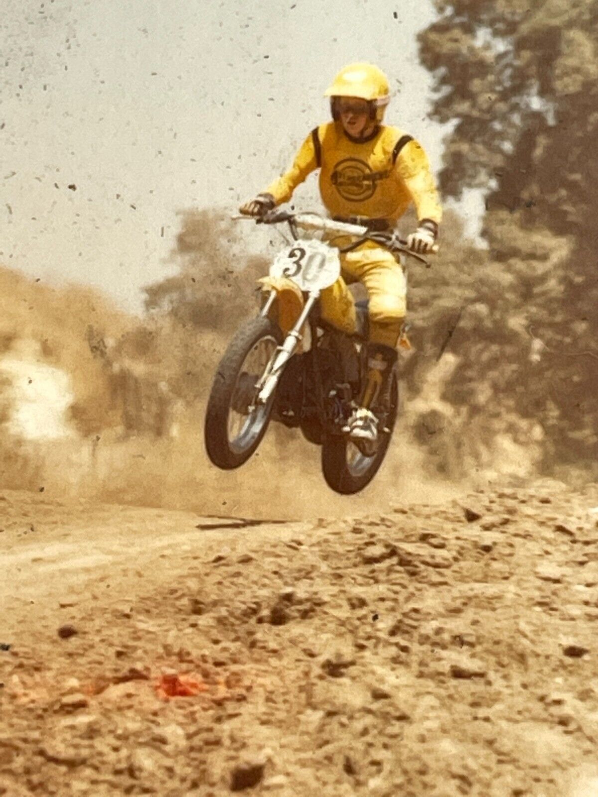 P2 Photograph Small Photo Motocross Jumping Motorcycle Race 1980\'s Artistic 
