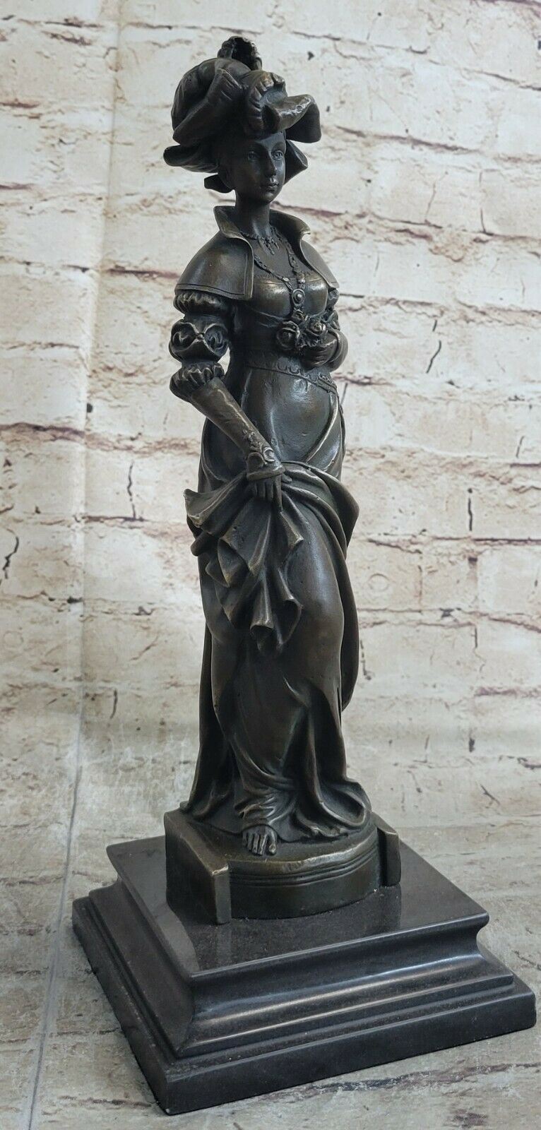 Victorian Genuine Bronze Sculptures, Classical Roman Women Flowers Art Deco NR