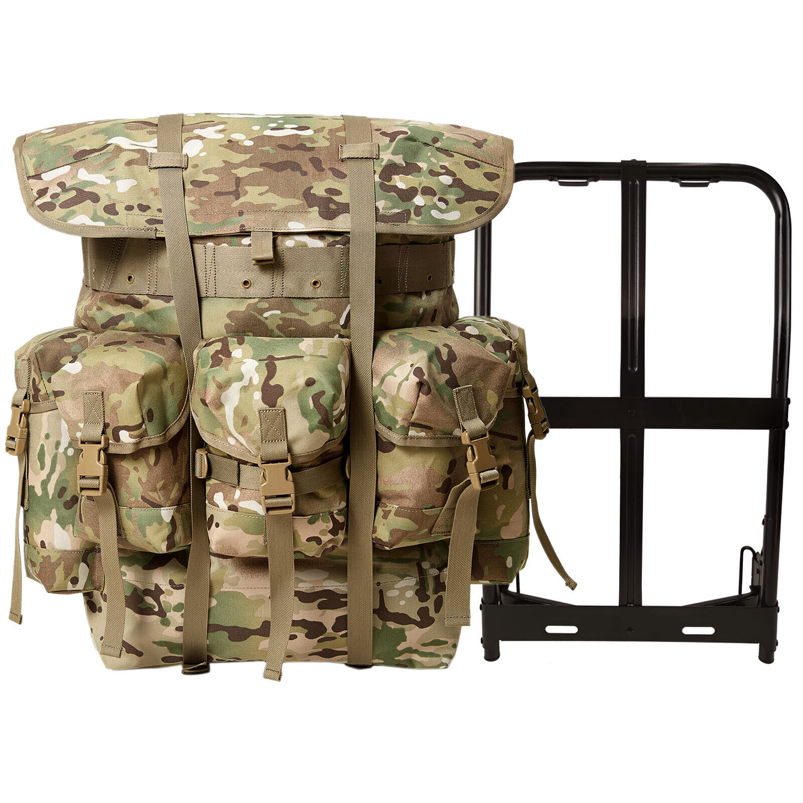 AKMAX Military ALICE Pack Large Rucksack, Army Bag with Frame/Straps, Multicam