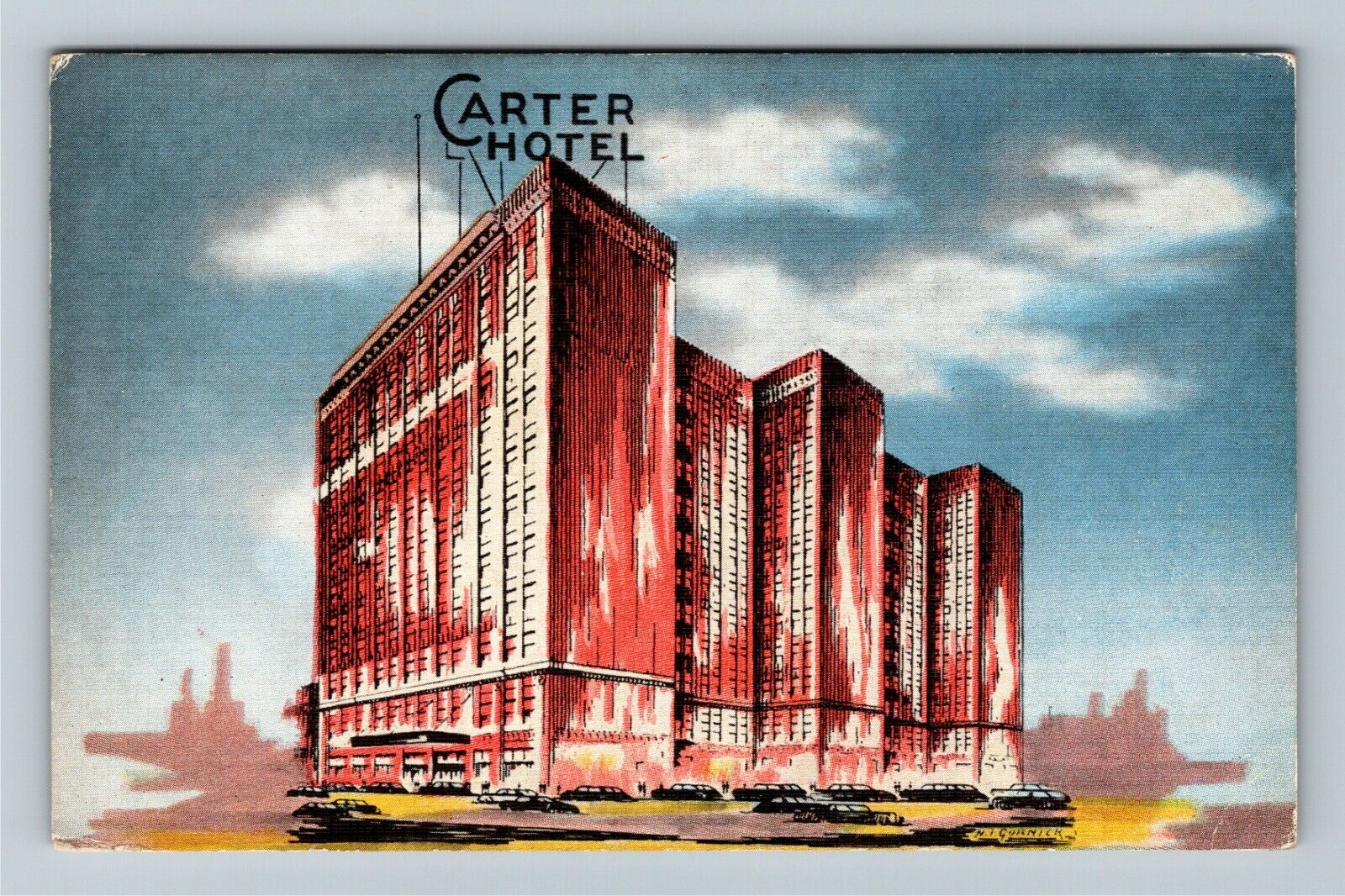 Cleveland OH-Ohio, Carter Hotel, Albert Pick Brand, Antique Vintage Postcard