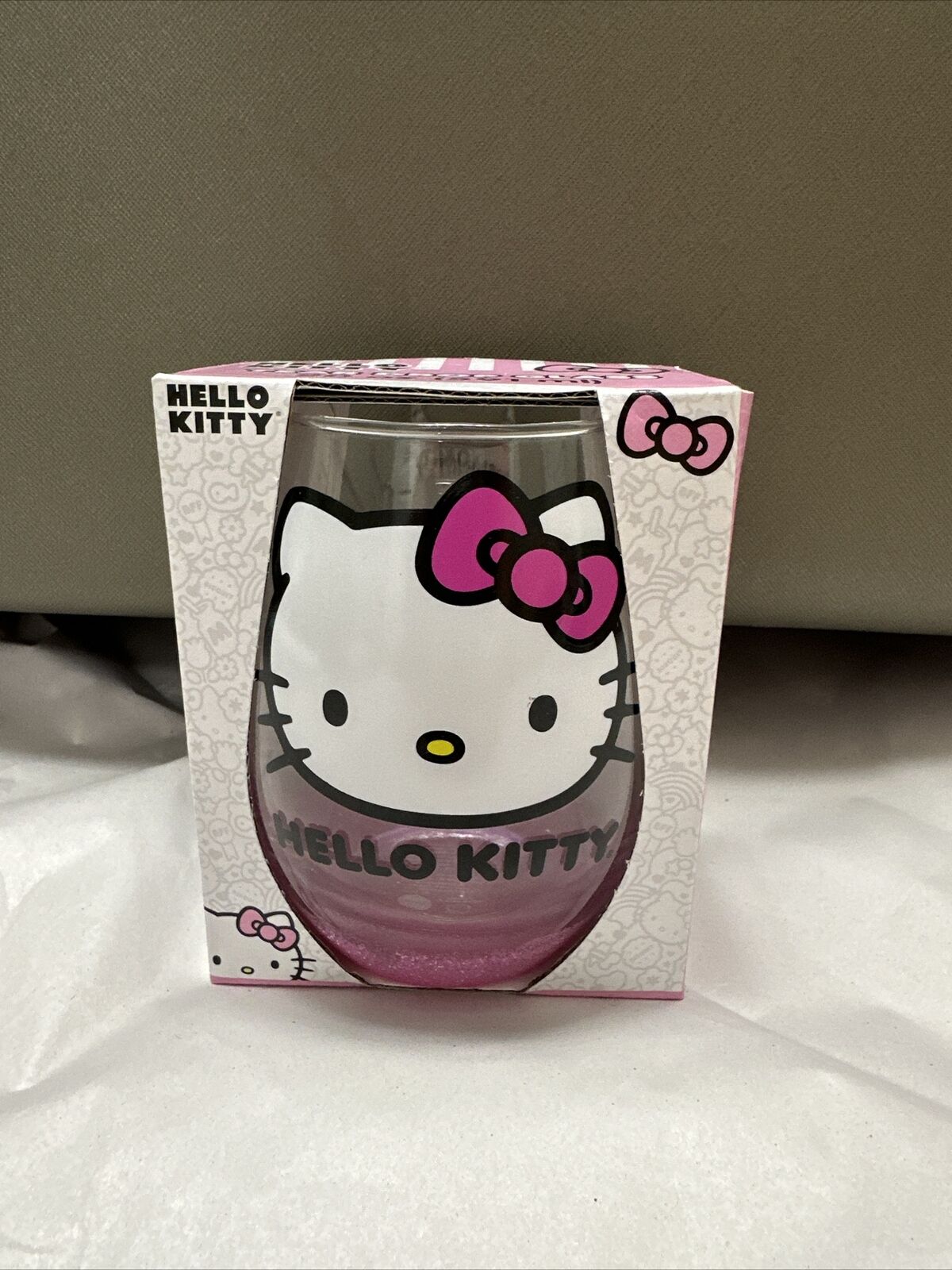 Hello Kitty Sparkly Pink Teardrop Stemless Wine Glass 20oz SEND BEST OFFER
