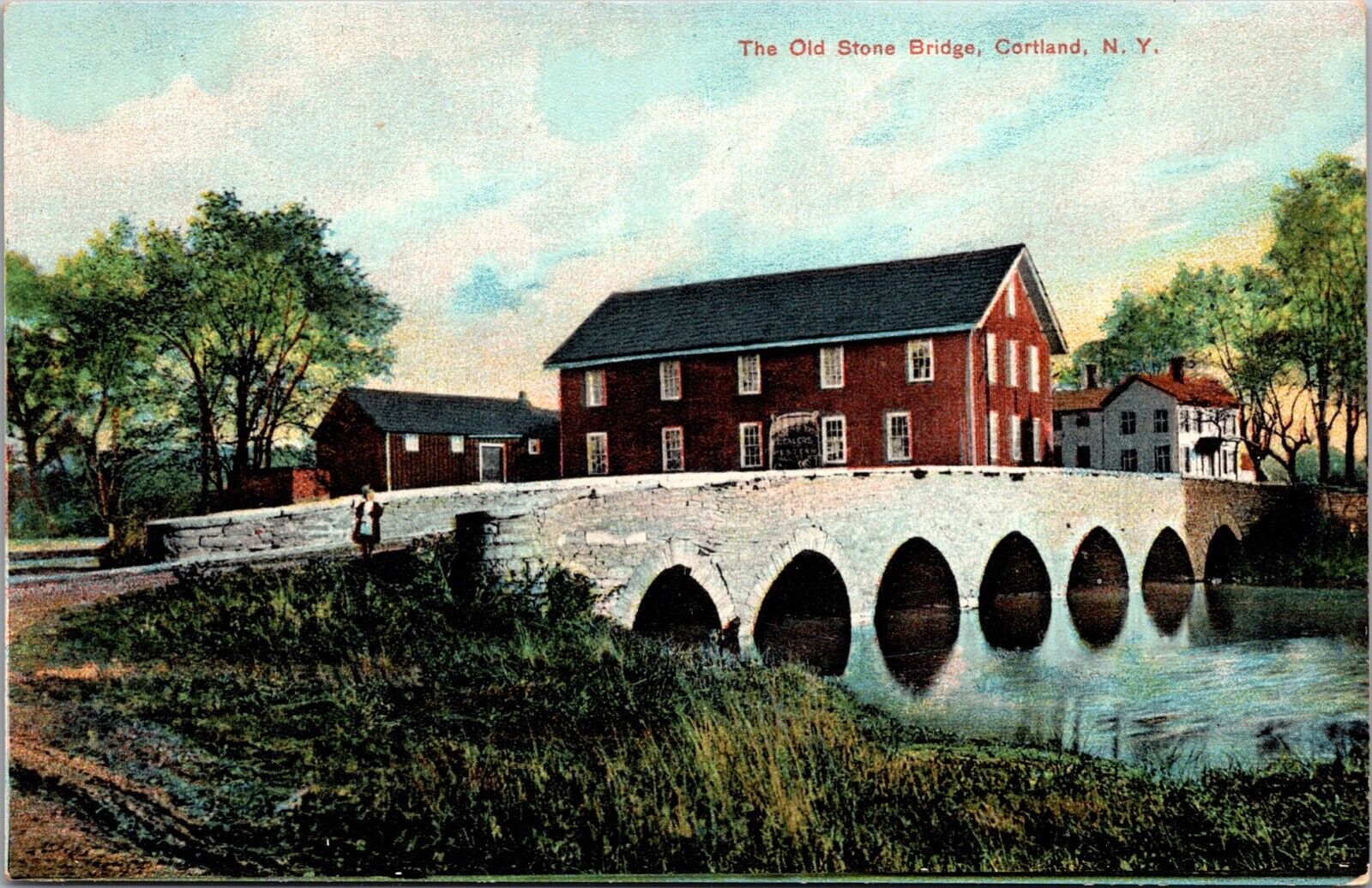 Postcard The Old Stone Bridge in Cortland, New York~2586