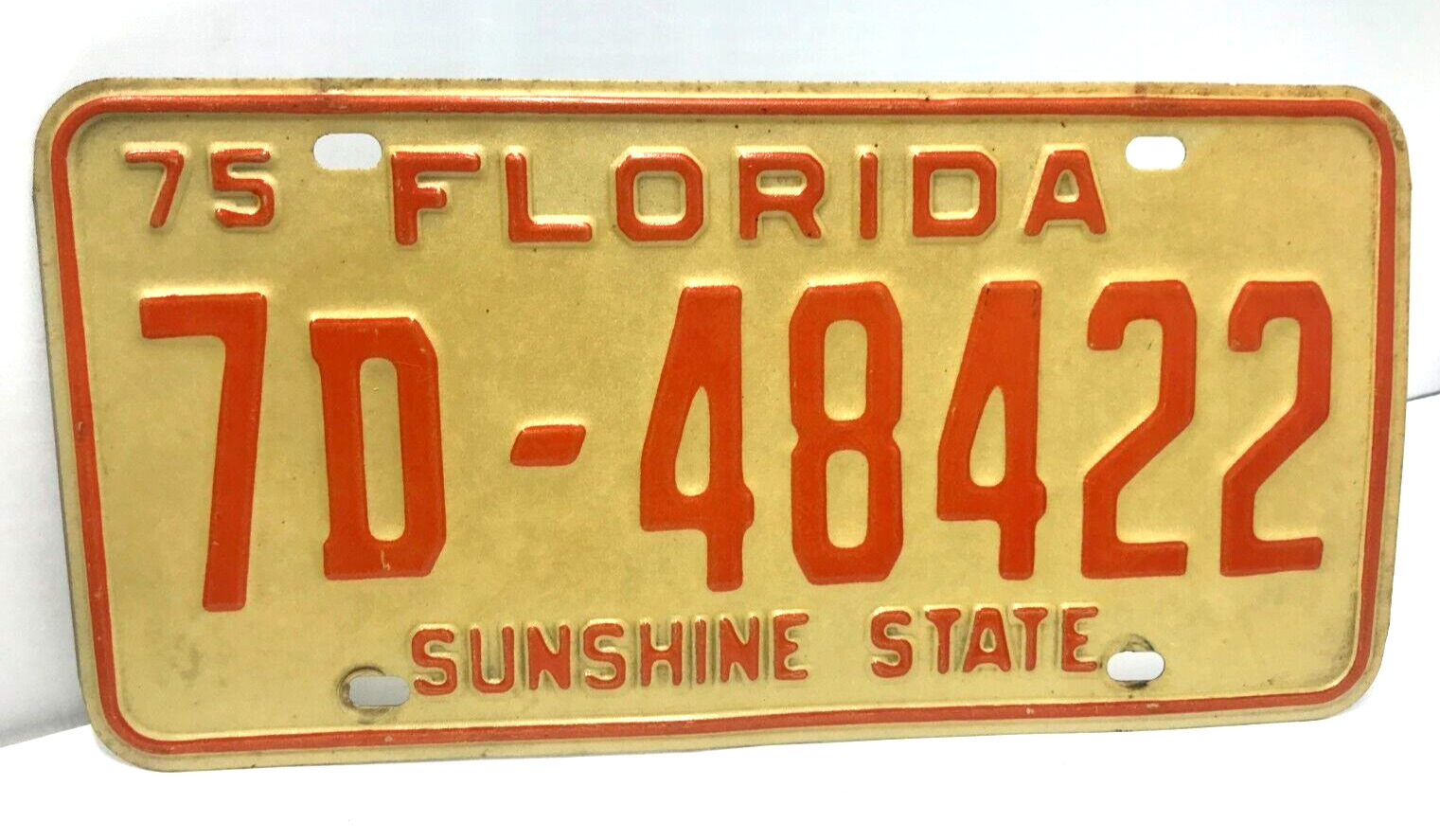Vintage 1975 Florida Original License Plate 7D-48422