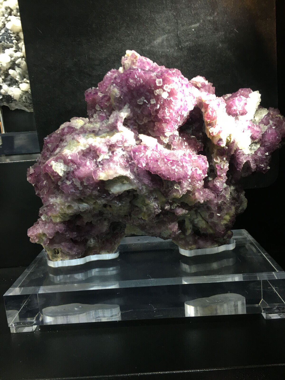 43.67LB Top Natural Fluortie quartz Crystal Cluster Mineral Specimen Reiki+Stand