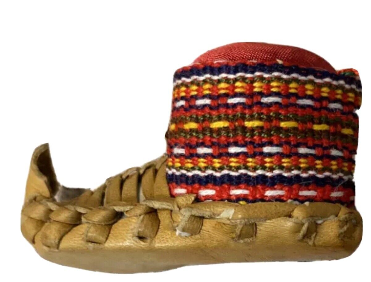 Vintage Traditional Serbian curled toe moccasin Shoe Pin Cushion-by Hollohazi