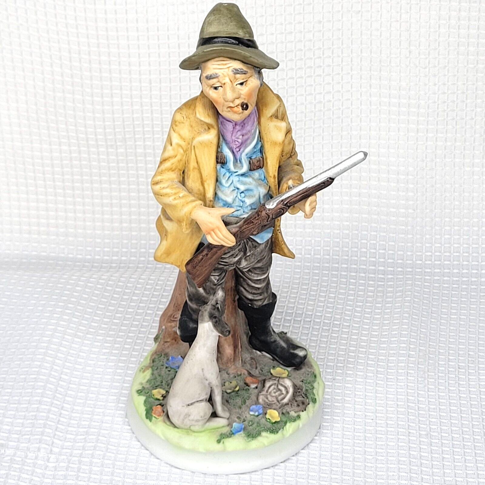 Vintage Lefton Figurine Man Hunting With Dog Fine Porcelain 8.5 in Hand Painted