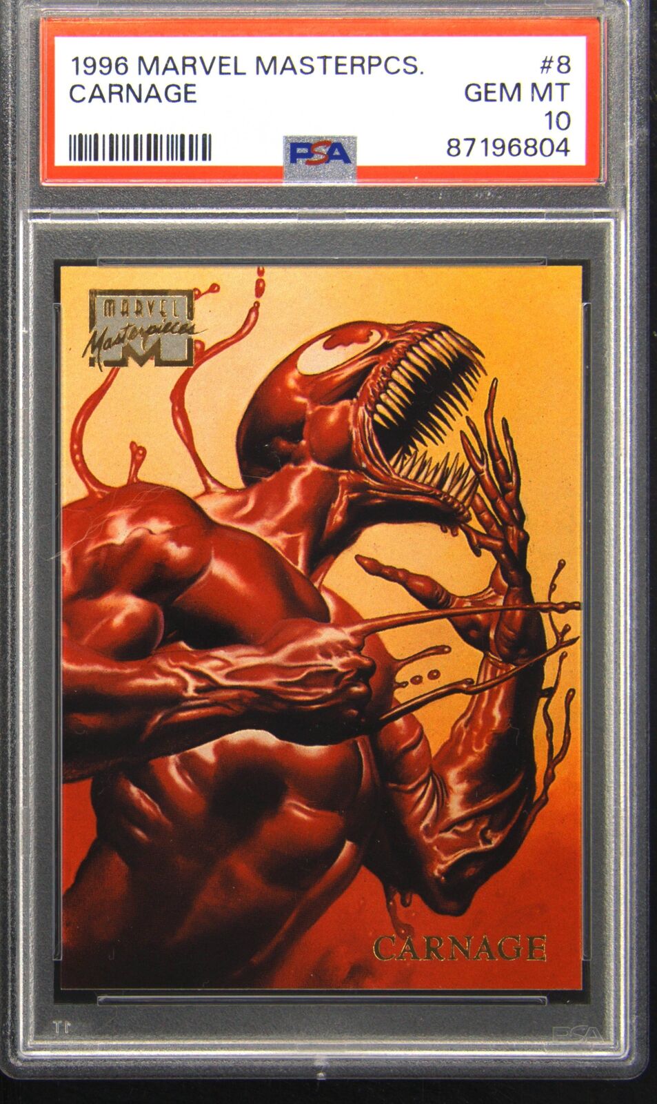 1996 Marvel Masterpieces 8 Carnage Marvel (MCU) Card PSA 10 Gem Mint