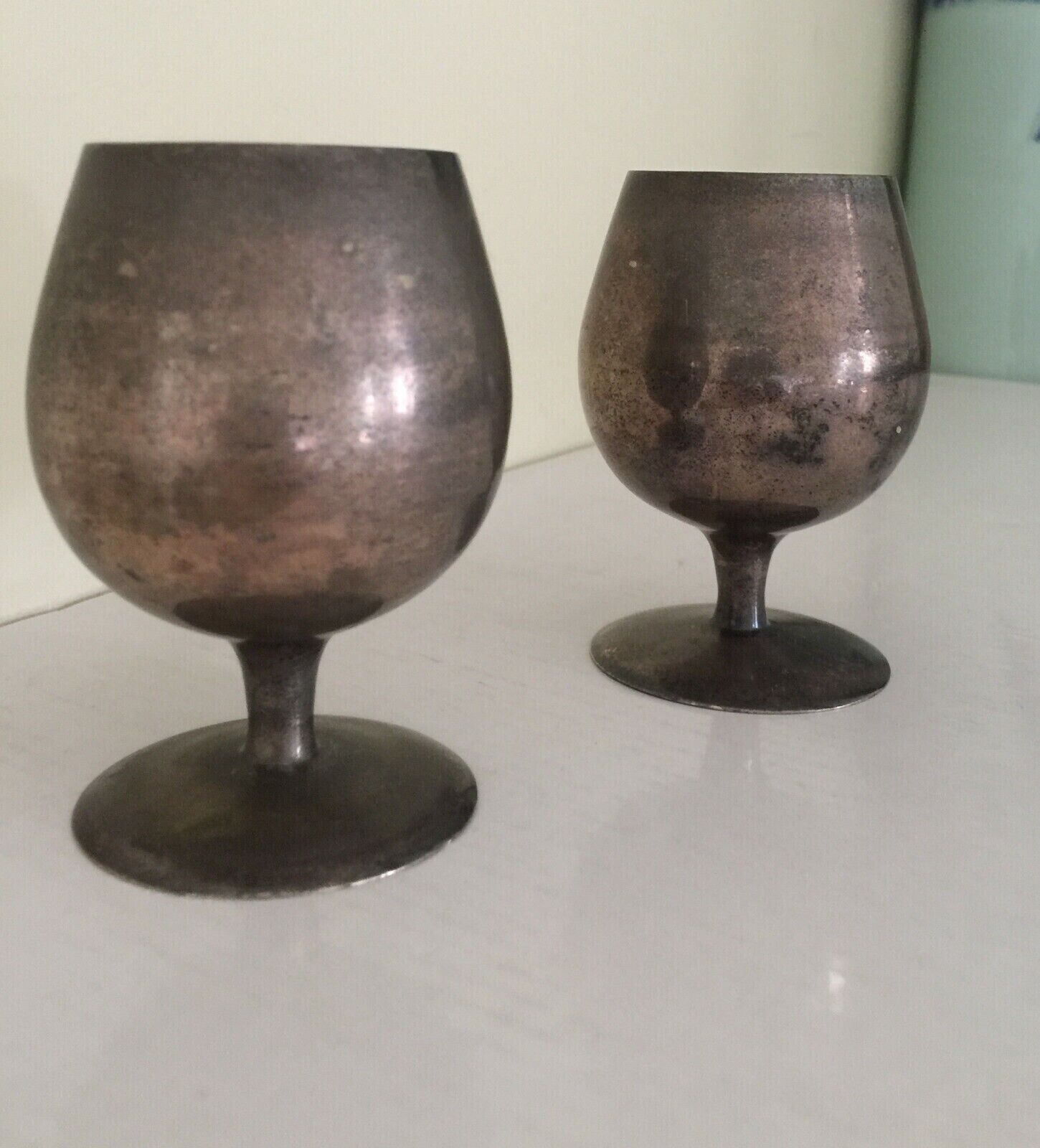 A pair of Silver plated vintage wine cups / goblets 3.25\