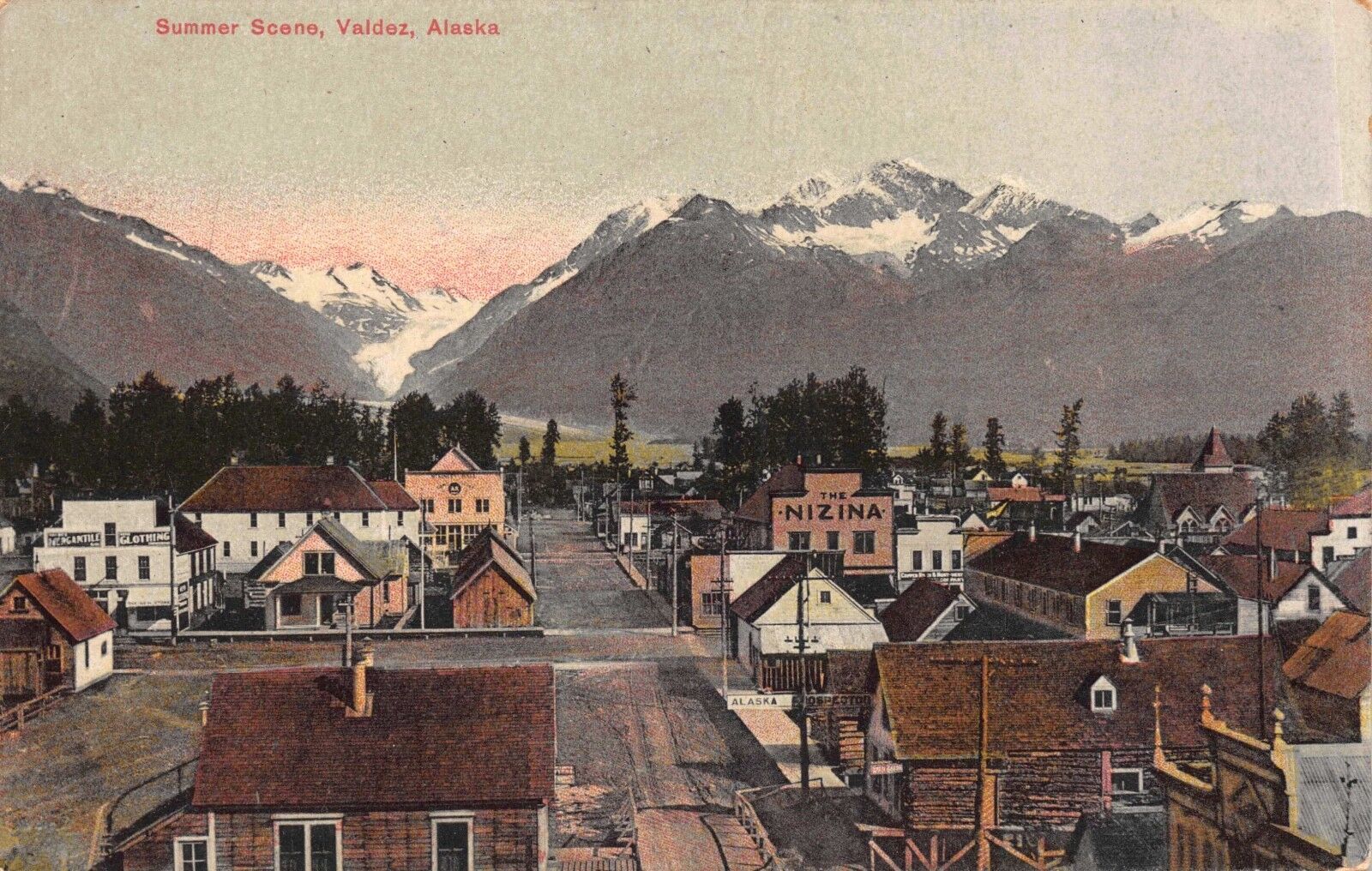 Real Photo Postcard Overview of a Summer Scene in Valdez, Alaska~114261