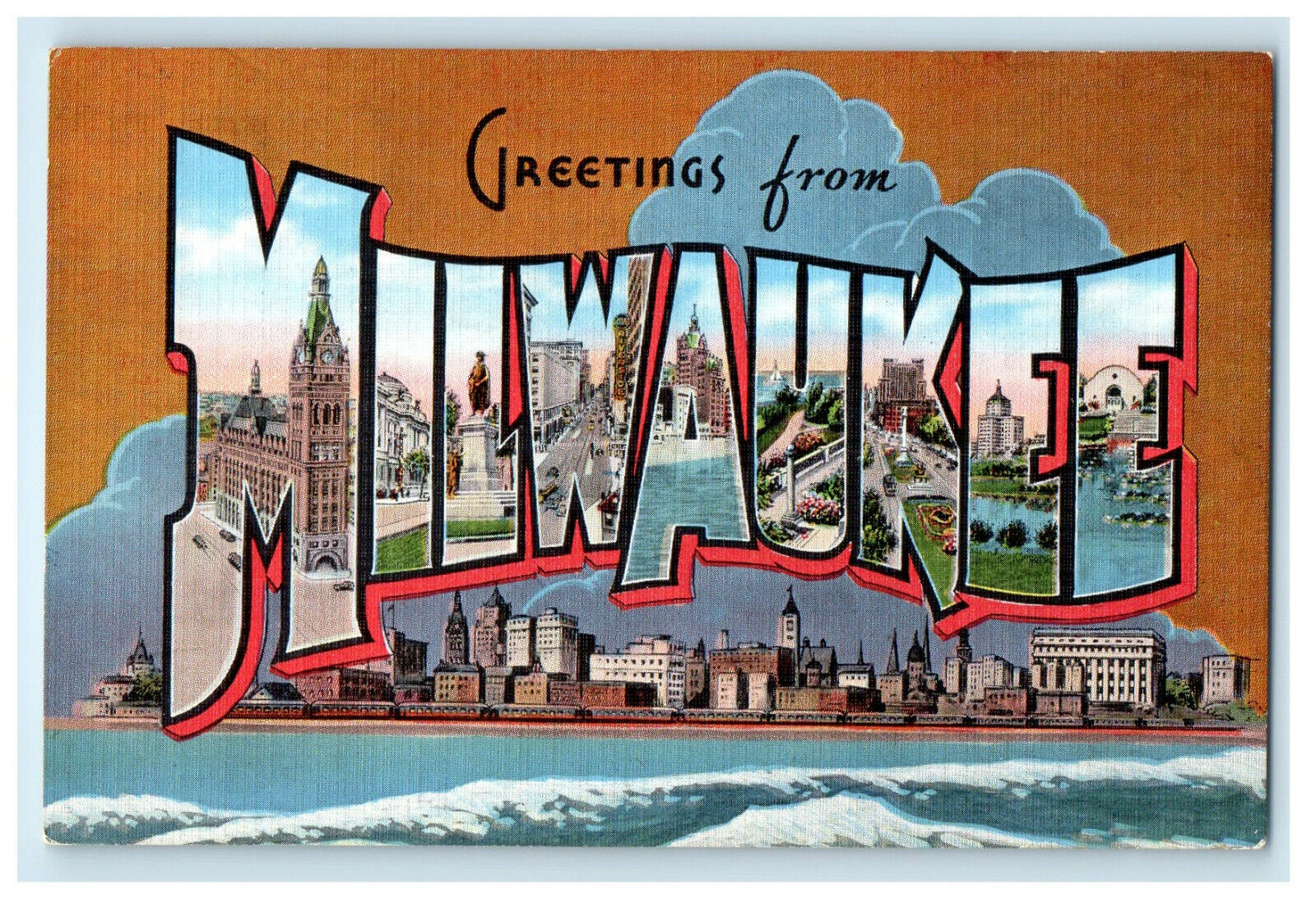 c1940s Greetings from Milwaukee Wisconsin WI Vintage Posted Postcard