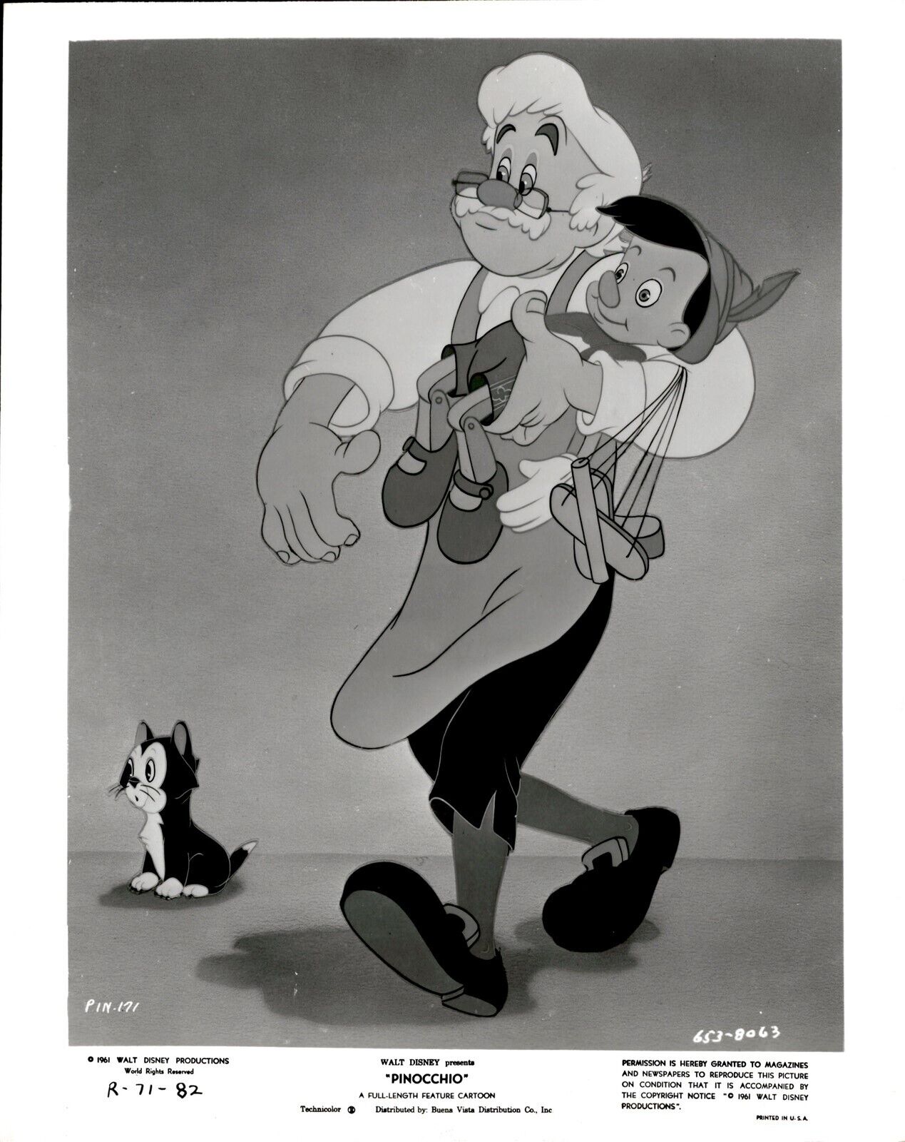 KC3 1961 Original Photo PINOCCHIO Walt Disney Cartoon Geppetto Wooden Puppet