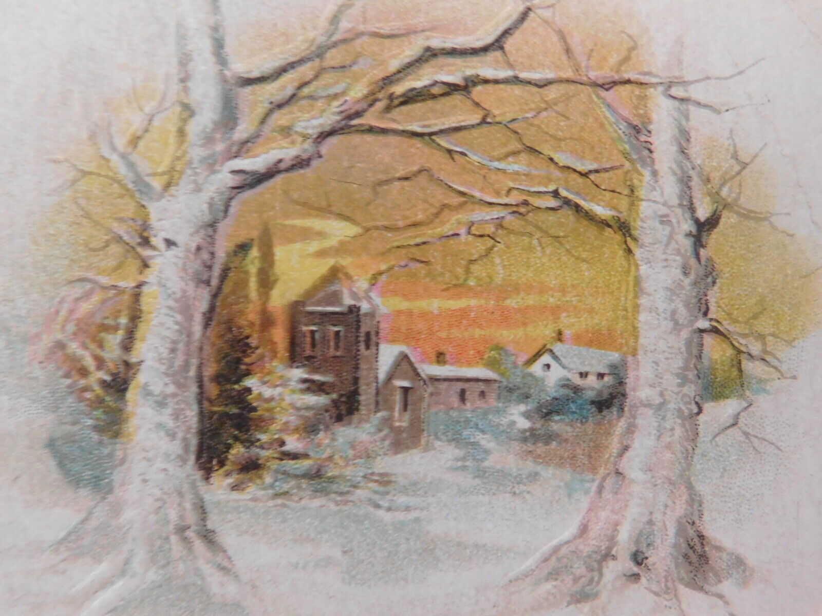 Vintage 1916 Christmas Postcard  Snow Scene V421