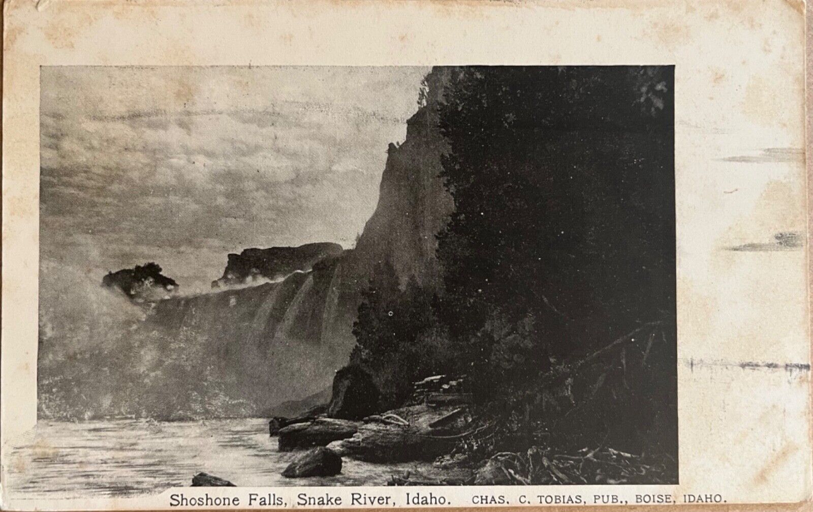 Twin Falls Idaho Shoshone Falls Snake River Photo Vintage Postcard c1900