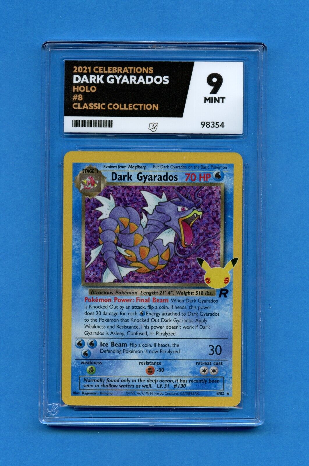 Graded Pokemon Card Holo Dark Gyarados 8/82 Celebrations  Ace 9 155