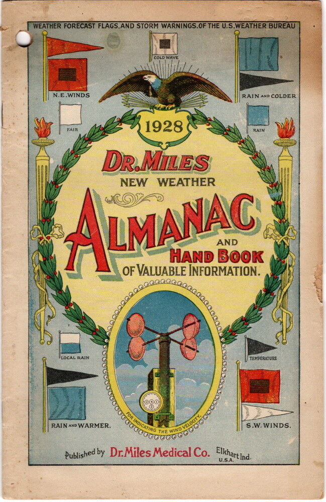 Antique 1928 Dr. Miles New Weather Almanac and Handbook