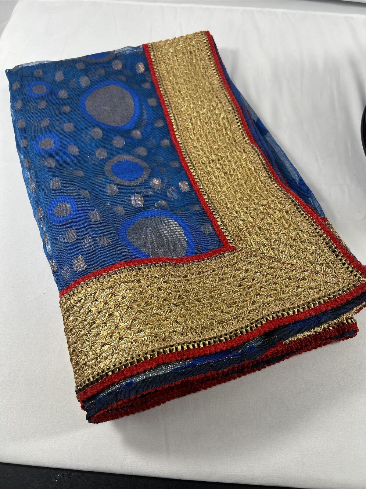 Rumala Sahib Double Set Royal Blue with Heavy Threadwork Embroidered Gold Gota