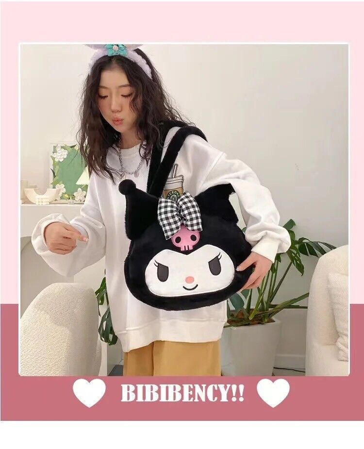 Sanrio Kuromi Black Shoulder Plushies Bag -New
