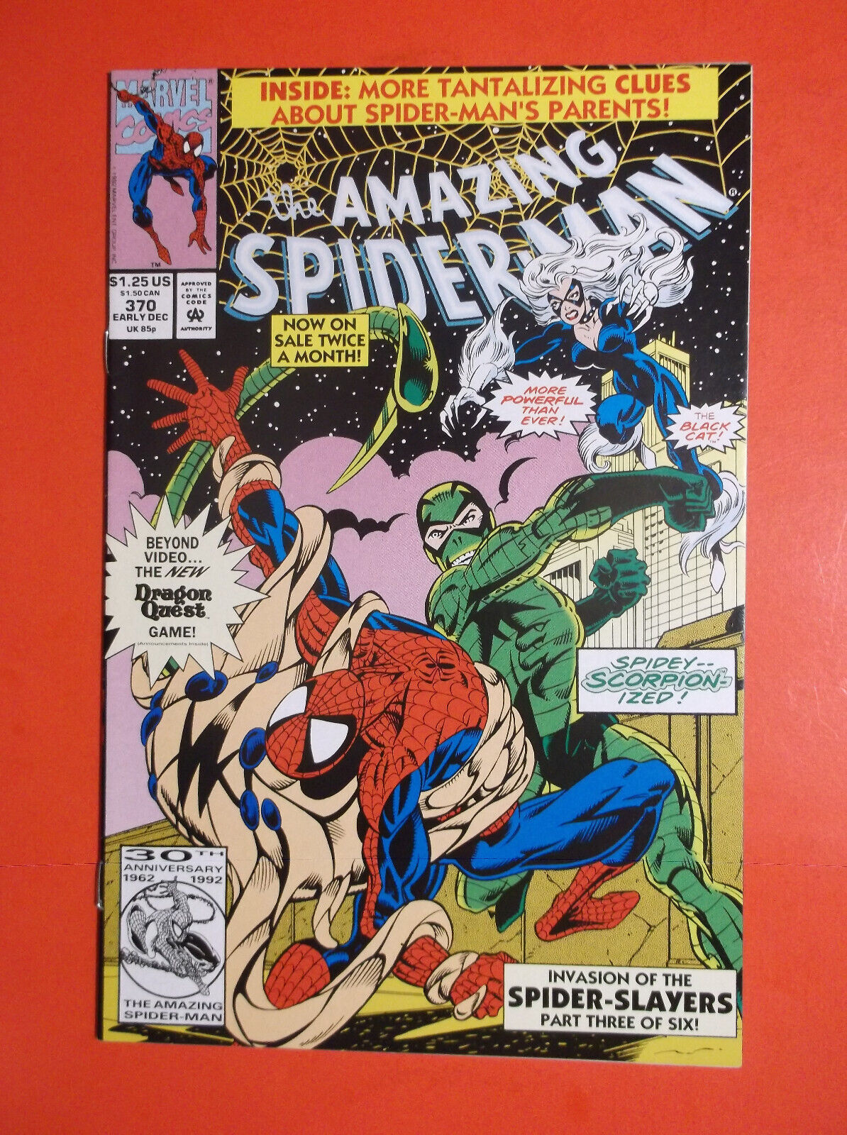 THE AMAZING SPIDER-MAN # 370 - NM 9.4 - BLACK CAT & SCORPION APPEARANCE - 1992