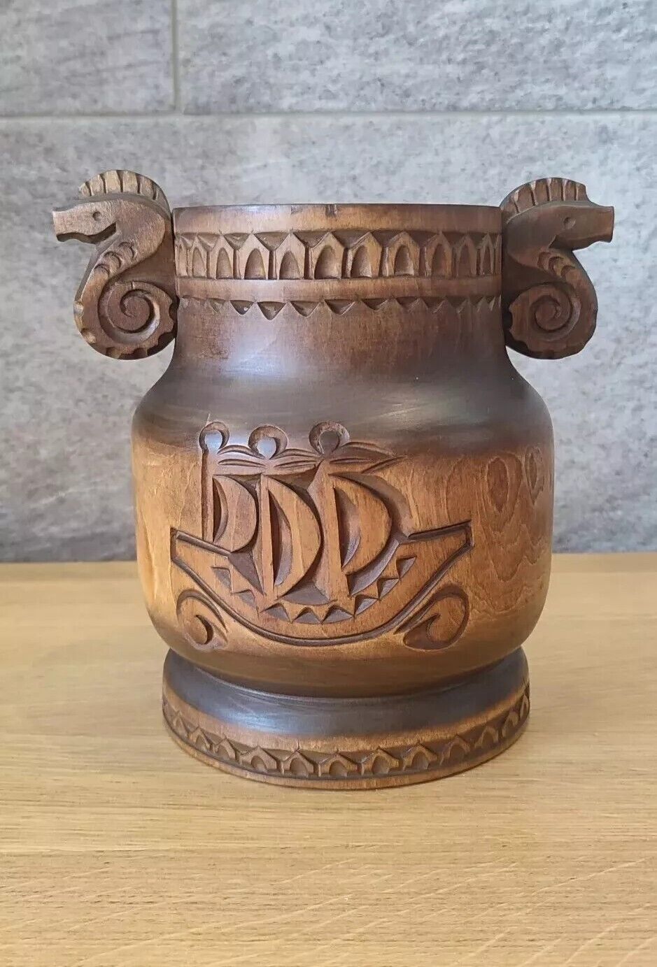 ❗Vintage Russian Folk Art Vase Abramtsevo wood carving handmade USSR RARE Gift❗