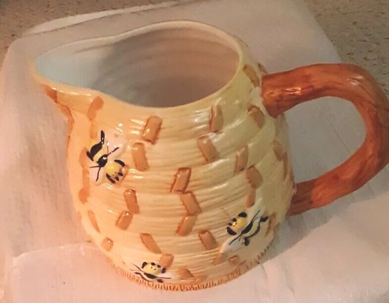 Vintage 1997 Ceramic  Bumblebee Beehive Pitcher