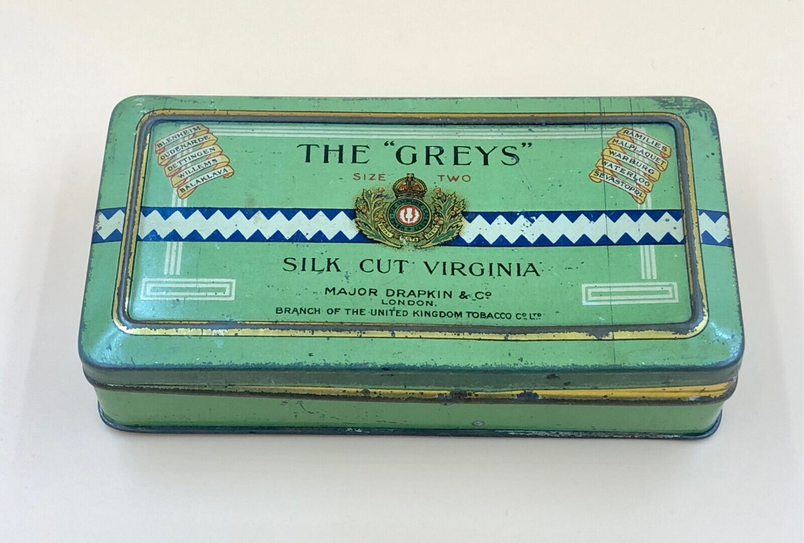 Vintage The Greys Size Two Silk Cut Virginia Tin Major Drapkin & Co London