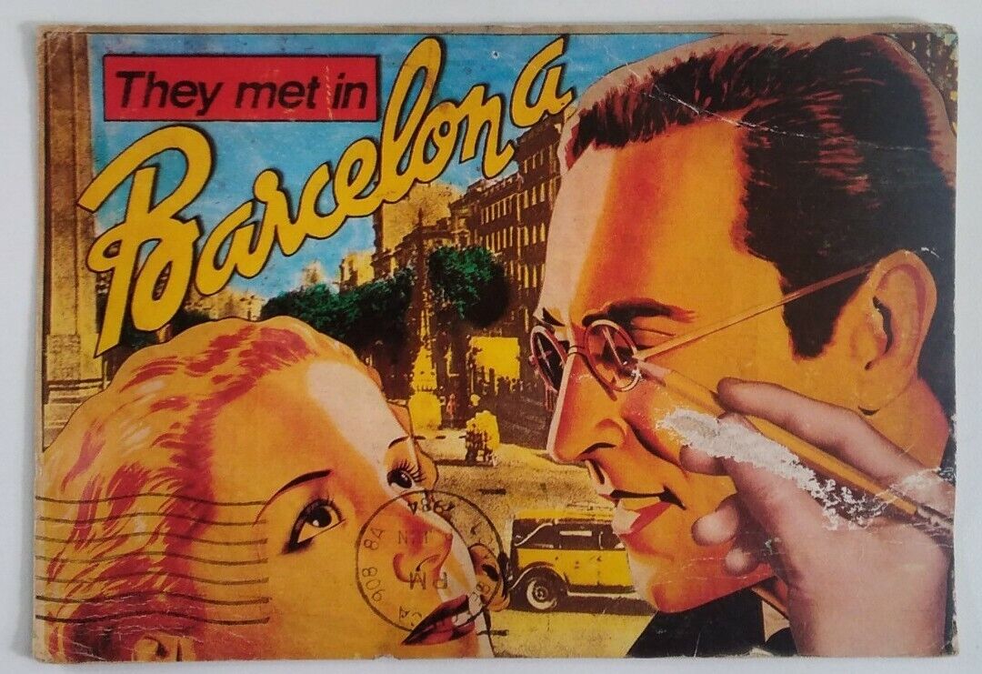 Spain Postcard 1984 Rare Barcelona Lovers Stamps Diana Platt Santa Monica CA