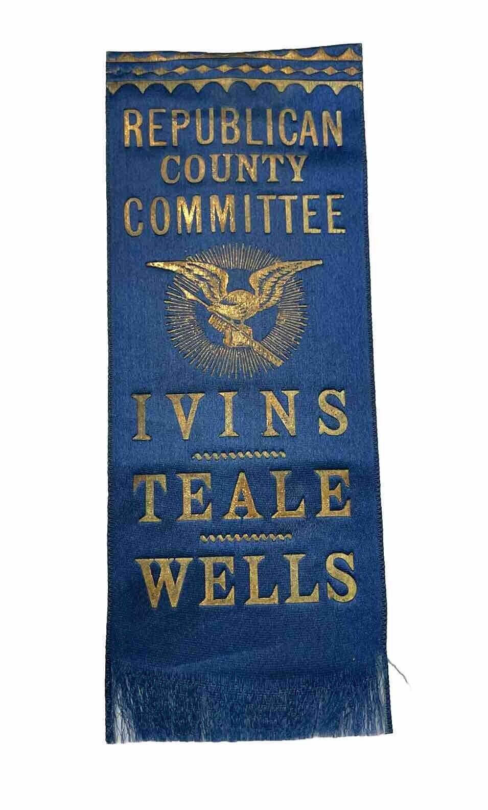 1905 Antique Republican County Committee Campaign Ribbon William Ivins Newyork