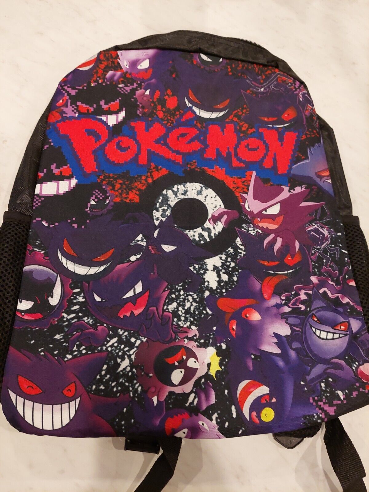 Ghost Pokemon School Backpack Ghastly Gengar Haunter Collage Bag Pocket Anime