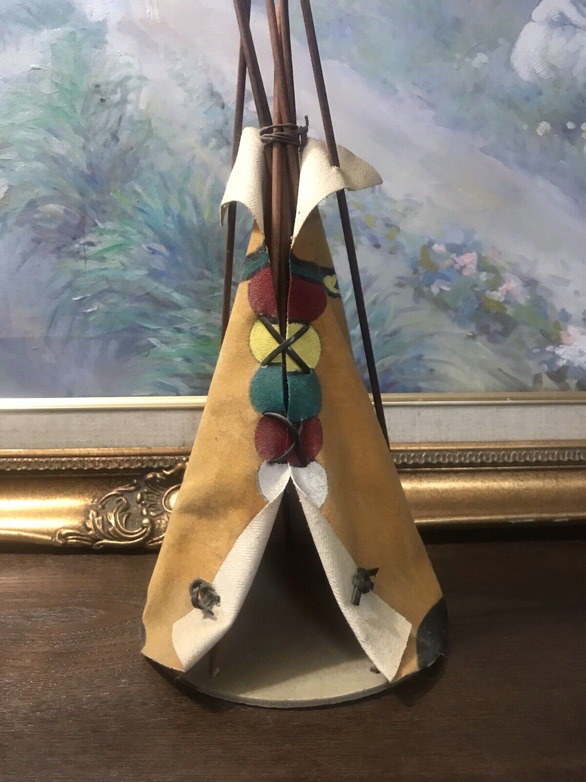 Vintage Native American Leather Canvas Teepee Cherokee Indian Made In USA