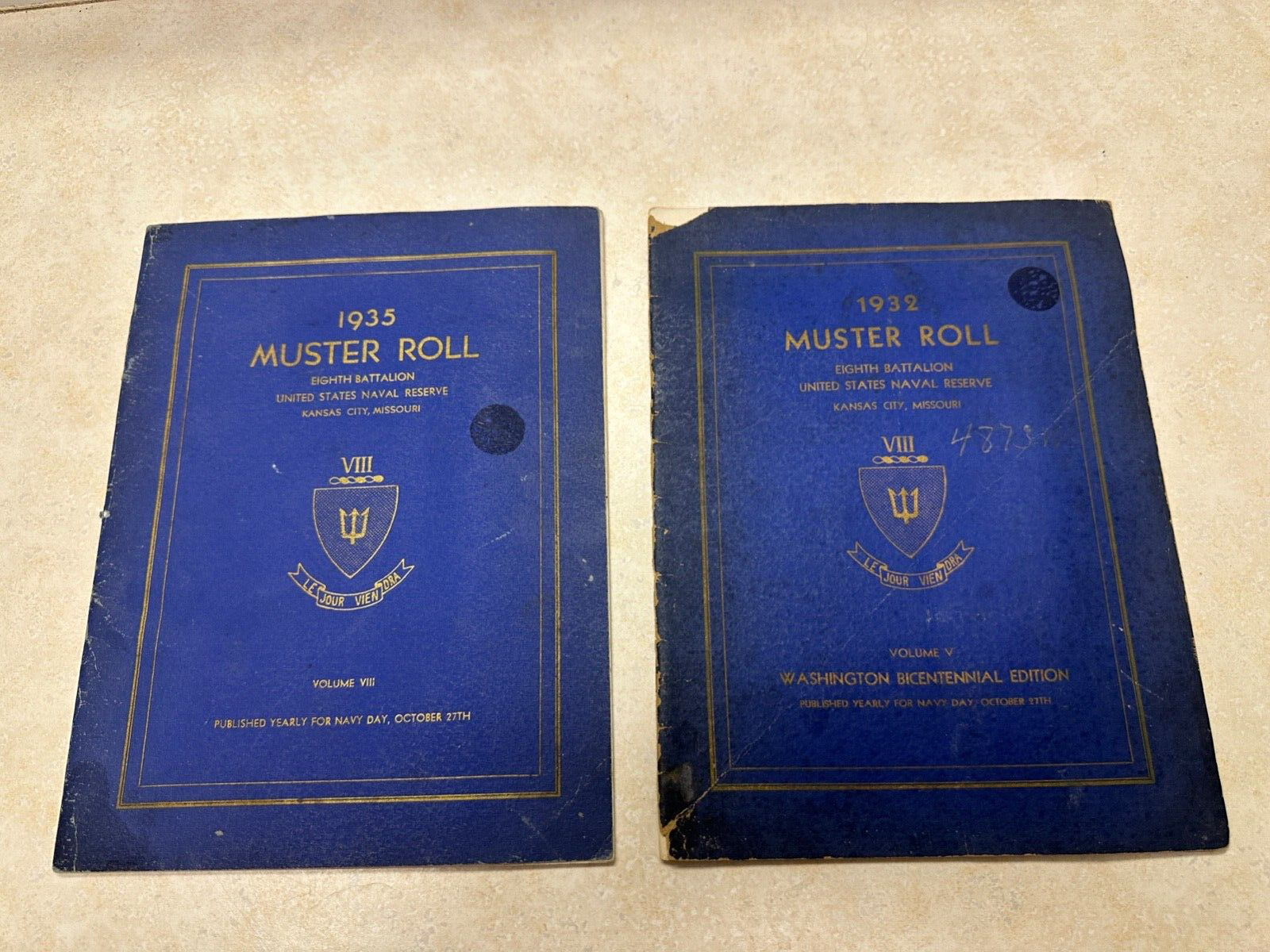 1932 & 1935 US Naval Reserve Must Rolls - Kansas City, Missouri