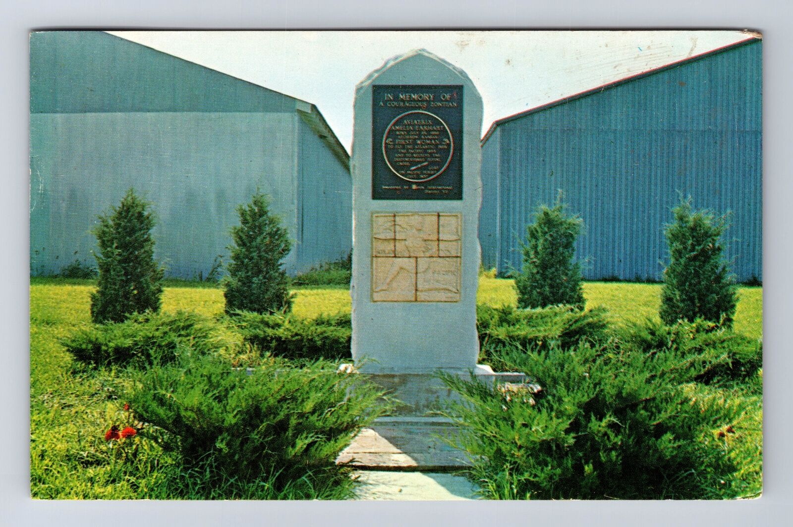 Atchison KS-Kansas, Amelia Earhart Memorial Marker, Vintage c1967 Postcard
