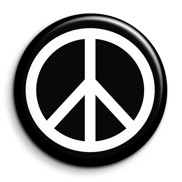 Peace Symbol Pacifist Ban the Bomb Sign Hippie Love - Badge 38mm Button Pin