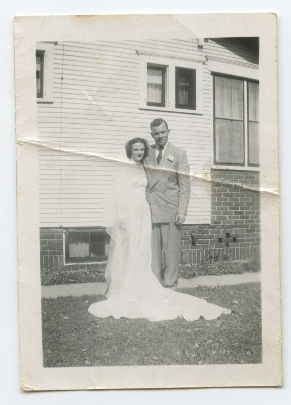 Vintage C.1960s Old Found Photograph Wedding Photograph Wedding Dress