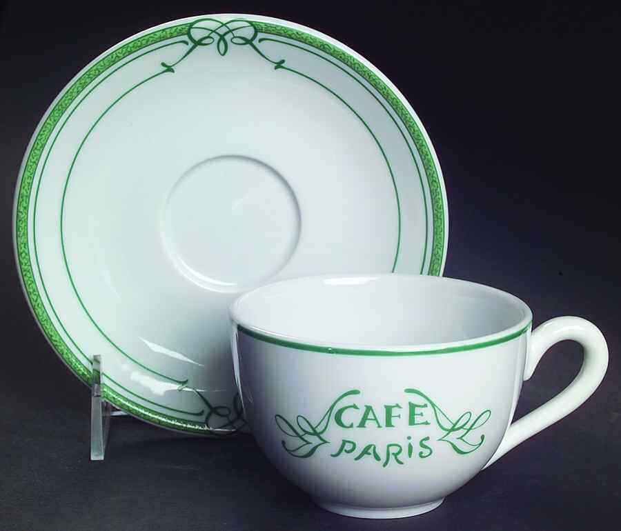Bernardaud Cafe Paris Green Cup & Saucer 6359957