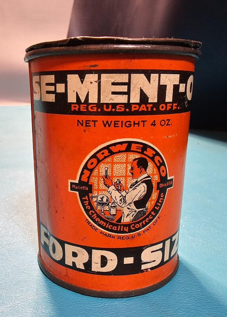 VINTAGE 1920S SE-MENT-OL RADIATOR CEMENT REPAIR FORD SIZE GREAT TIN LITHO