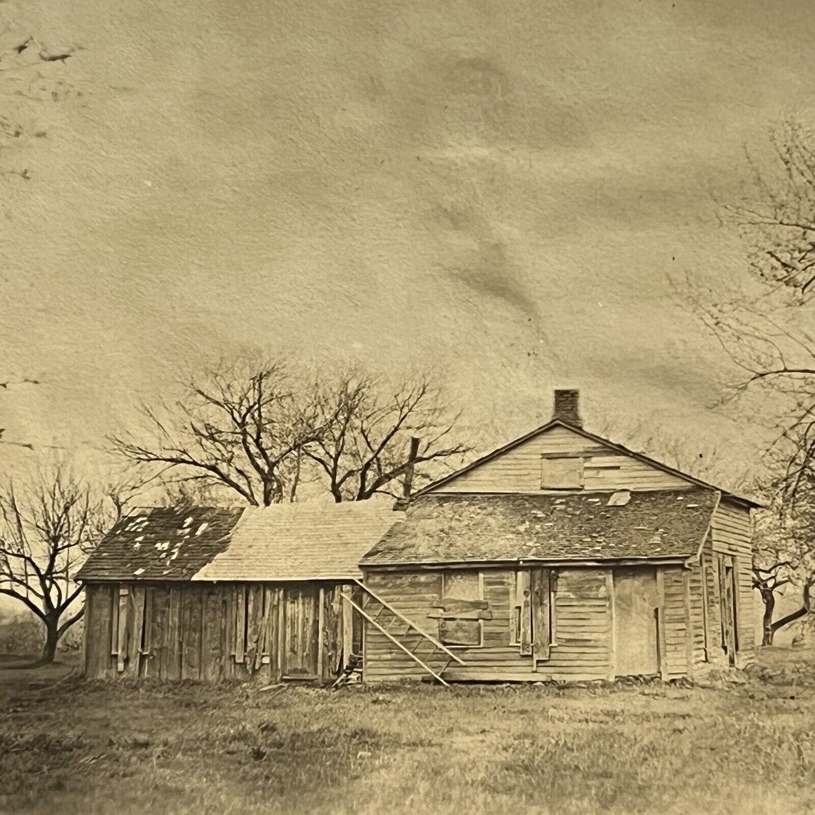 Antique Vintage Sepia Snapshot Photograph Abandoned Barn Spooky