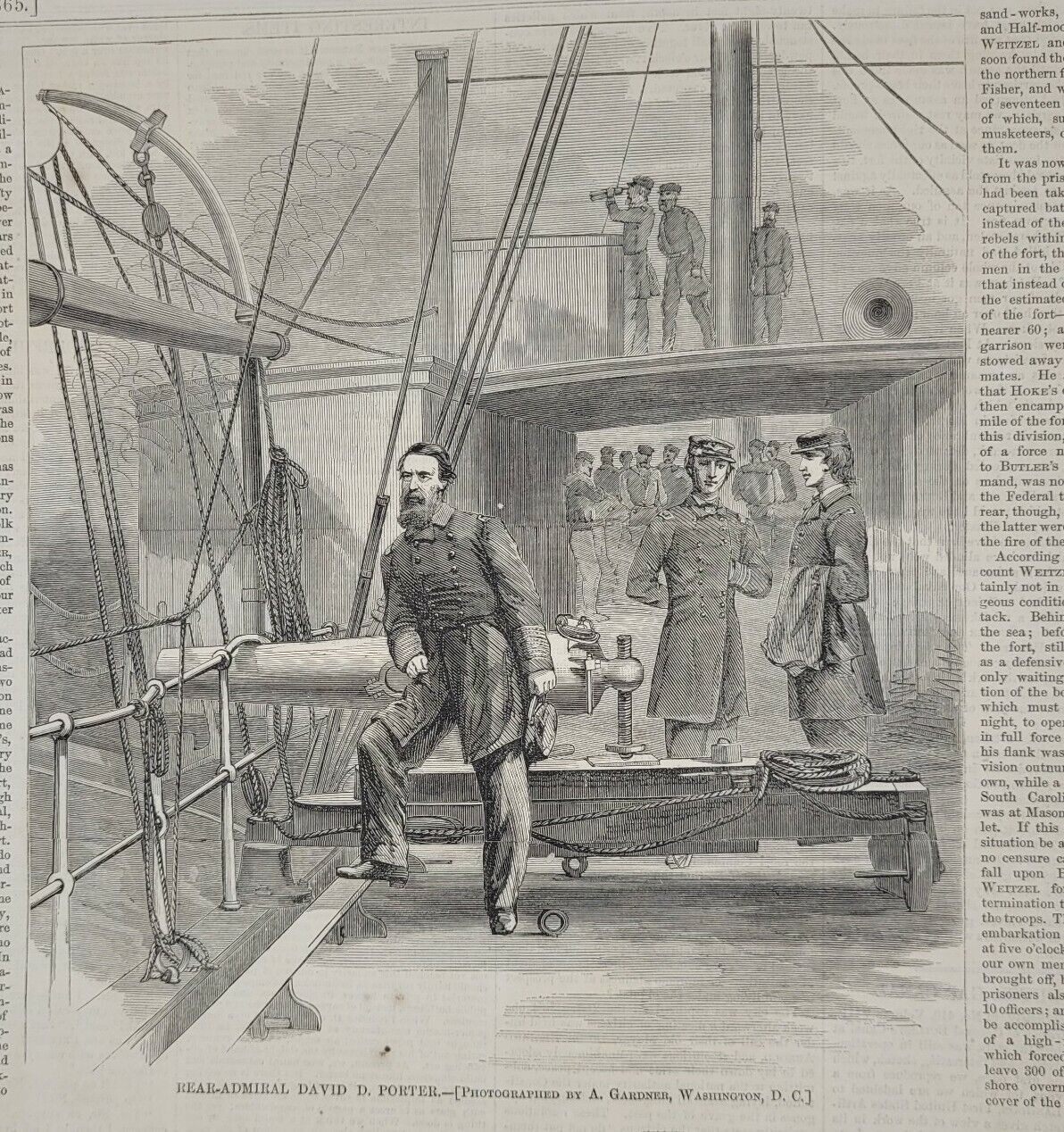 Rear-Admiral David D Porter 1865  vintage print