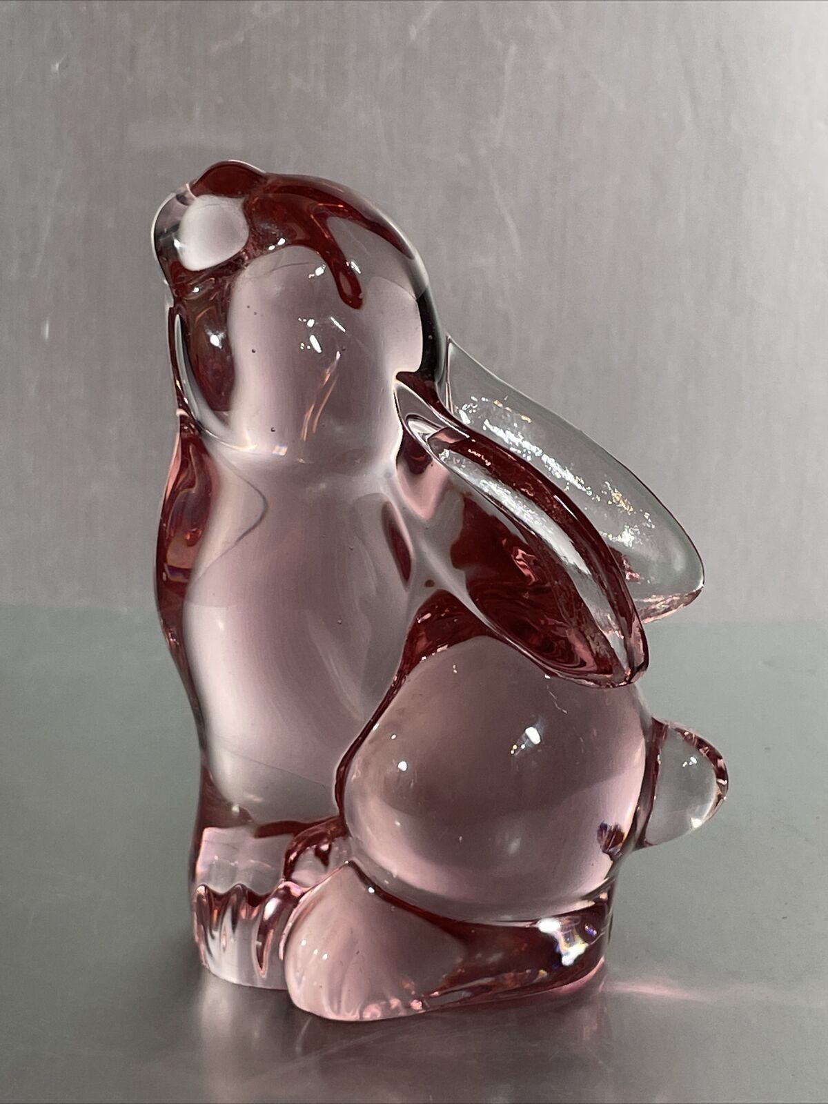 Vintage Rare Silvestri Pink Glass Rabbit Bunny 4\