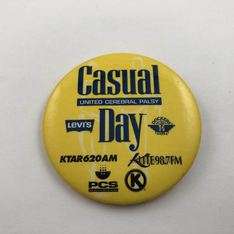 UNITED CEREBRAL PALSEY CASUAL DAY Levis / Dockers ~ Vintage Promo Button Pinback