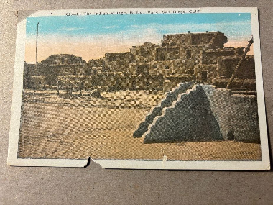 Indian Village Balboa Park San Diego CA Antique Postcard 1924