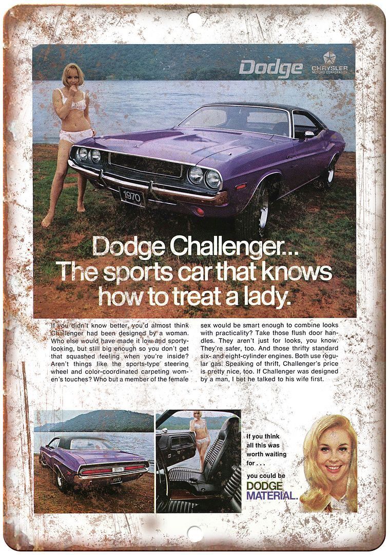 1970 Dodge Challenger Vintage Ad Reproduction Metal Sign A238