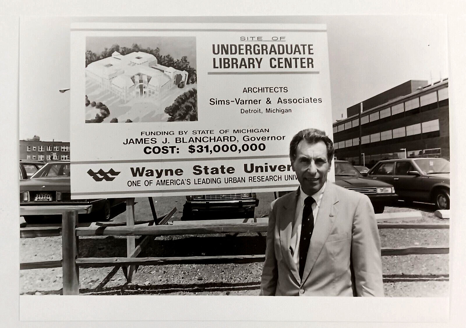 1989 Wayne State University Detroit MI Library Construction Vintage Press Photo
