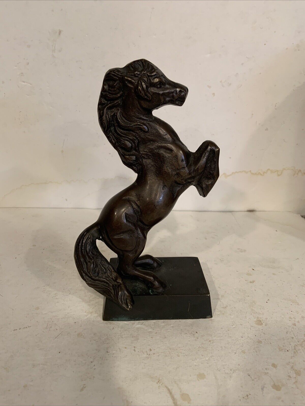 Vntg Horse Statue 10” Solid Bronze Stallion Figurine Unique RARE Item See Photos