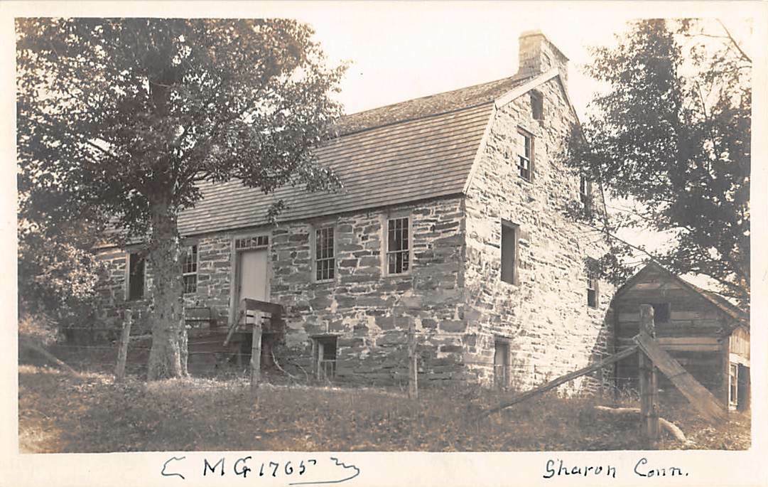 SHARON, CT ~ STONE HOUSE BUILT IN 1765, REAL PHOTO PC ~ 1907-20