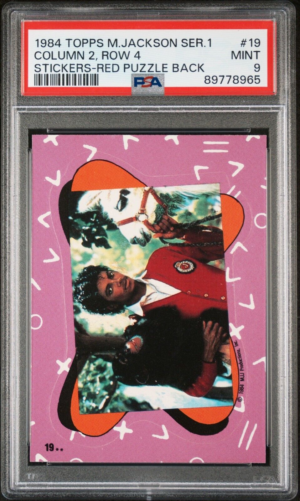 1984 Topps Michael Jackson Stickers Bubbles Monkey #19 PSA 9 Mint POP 4 Rare Red