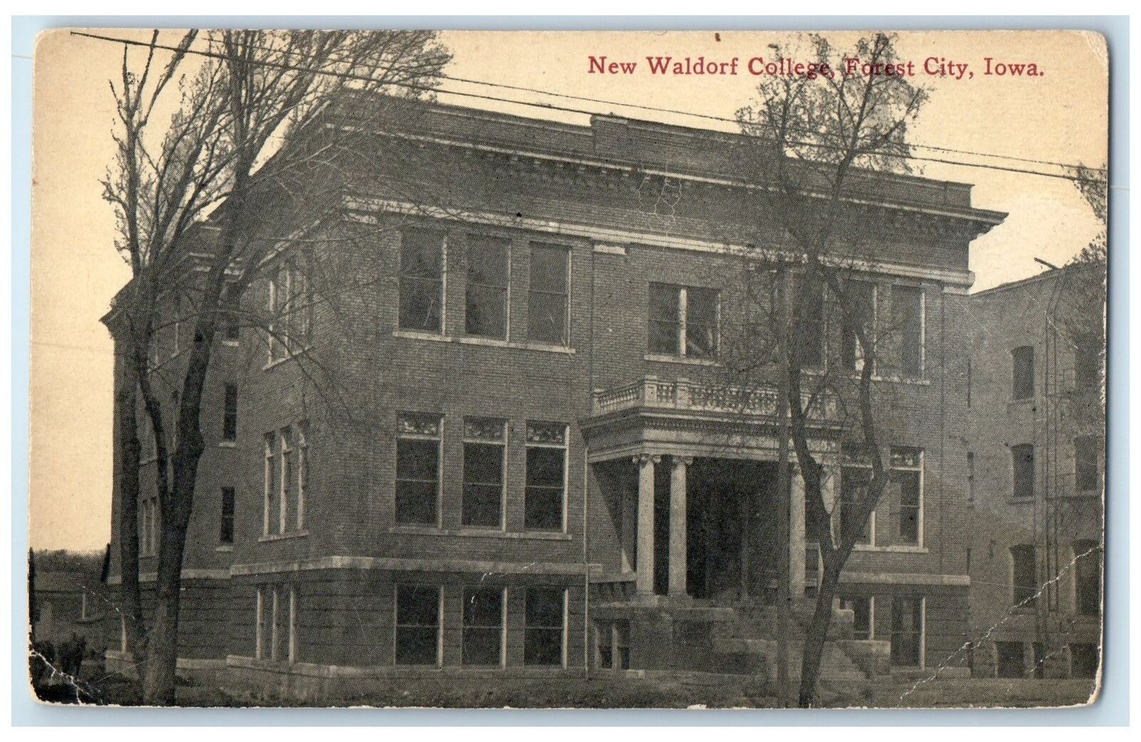 c1910\'s New Waldorf College Campus Building Stairway Forest City Iowa Postcard