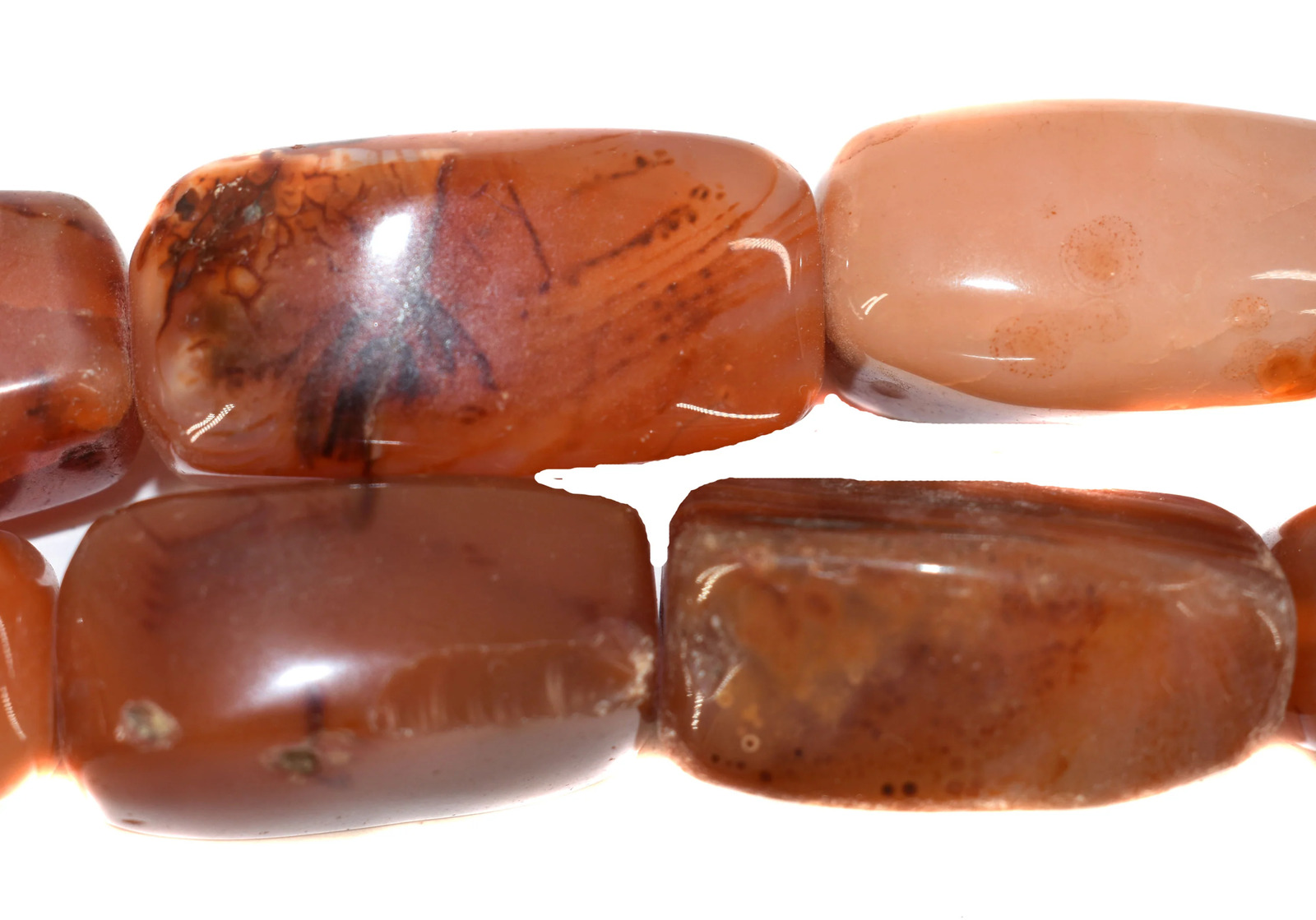 Carnelian Stone Faceted Rectangles Trade Beads