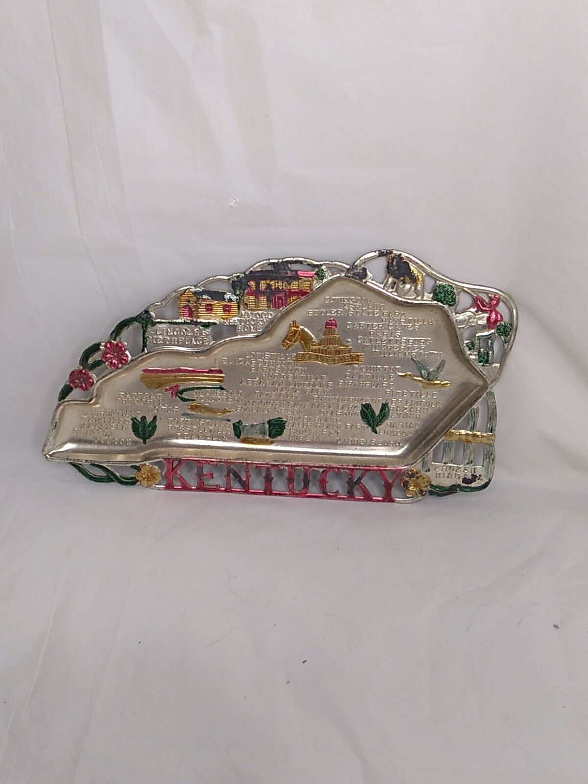 Vintage Kentucky Tray Tin Metal State Japan 6 3/8” Long X 3 1/2” Wide