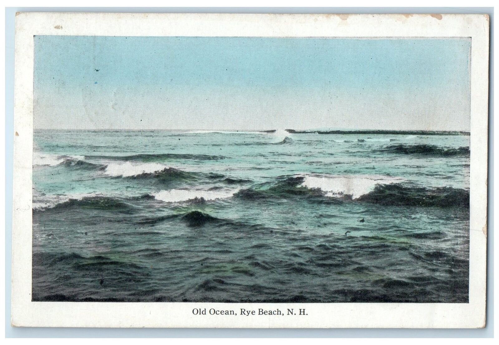 1916 Old Ocean High Waves Island Rye Beach New Hampshire NH Antique Postcard